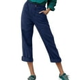 thumbnail image 1 of MSJUHEG Women'S Pants High Waisted Jeans For Women Womens Back Trousers Elastic Pants Drawstring Cotton Pants Waist Pants Linen Pants Navy L, 1 of 8