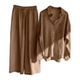 thumbnail image 1 of MSJUHEG Women'S Pants High Waisted Jeans For Women Solid Retro Plus Size Cotton Button Shirt High Waist Loose Pocket Long Pant Suit Slacks For Women Brown Xl, 1 of 5