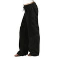 thumbnail image 1 of MSJUHEG Women'S Pants Pants For Women Womens Solid Color Loose Pockets Elastic Belt Waist Pants Long Trousers Linen Pants Black 5Xl, 1 of 5