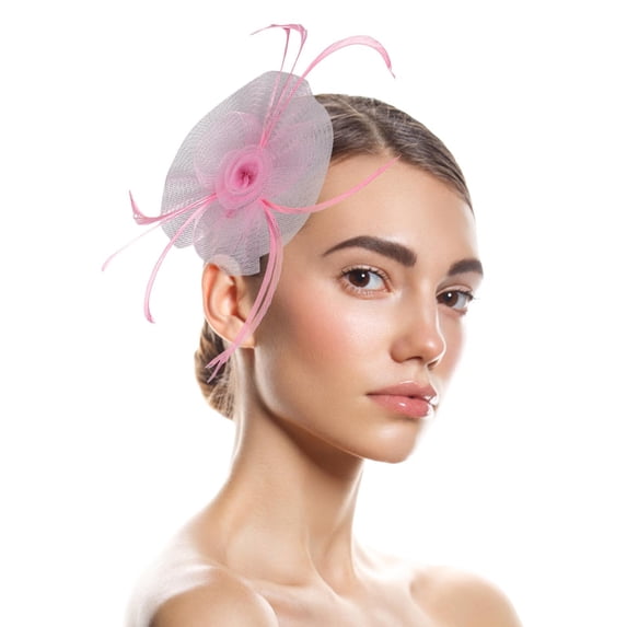 MSJUHEG Women's Fascinators Organza Church Fascinator Derby Hat Pillbox Hats for Women Fascinators Hats Women's Hats & Caps Tea Party Hat Wedding Hat Pink 2 One Size