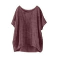 thumbnail image 1 of MSJUHEG Women's Linen Tops Plus Size Tops Embroidered Tops Linen Top Flowy Tops for Women Womens Short Sleeve Tops Casual Tops for Women Gauze Shirts for Women Womens Linen Tops 4xl, 1 of 3