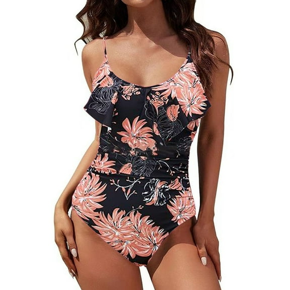 MSJUHEG Women's One-piece Swimsuits,Full Coverage Slimming Swimwear,One Piece Swimsuits,Tummy Control Bathing Suits,High Cut Swimsuit,Ribbed One Piece Swimsuits for Women, Orange S