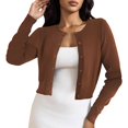thumbnail image 1 of MSJUHEG Women's Shrug Sweaters Crew Neck Button Down Cropped Knit Cardigan Plus-size-sweaters for Women Oversized Sweater Knit Coat Open Front Tops Fall Winter Sweater Coat Coffee S, 1 of 5