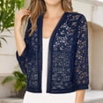 thumbnail image 1 of MSJUHEG Women's Shrug Sweaters Long Sleeve Tops Thin Cardigan Summer Cardigan Women's Shrug Sweaters Cropped Boho Open Front Light Weight Cardigan Boho Clothes Navy S, 1 of 5