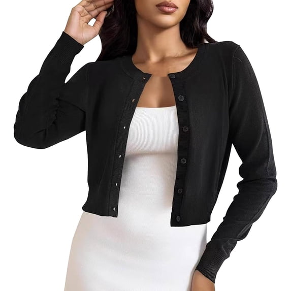 MSJUHEG Women's Shrug Sweaters Womens Long Sleeve Cardigan Solid Sweater Loose Button Tunic Sweaters for Women Cardigan Sweaters Button Up Sweaters Ribbed Knit Fashion Sweater Black Xl