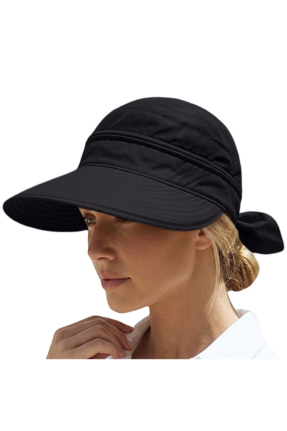 Women’s Sun Visor Travel Hat Sunvisor Hat Womens Womens Visor Foldable Sun Hat Wide Brim Cap for Women Visors for Women Beach Cap Sunhat Women Beach Visor Sports Cap Black One Size