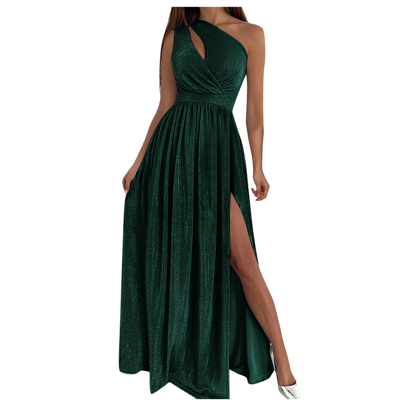 MSJUHEG Womens Dresses Green Dress Women Long One Shoulder Elegant Evening  Dress Fashion Elegant Dress Party Festive Party Dress With Slit Midi Dress  Green Xl - Walmart.com