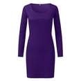 thumbnail image 1 of MSJUHEG Womens Dresses Purple Dress Womens Long Sleeve Square Neck Split Slim Fit High Waist Stretch Midi Bodycon Dress Mini Dress Purple 2Xl, 1 of 4