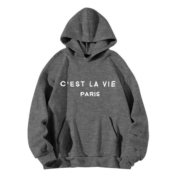 MSJUHEG Womens Hoodies Hoodie Women'S Letter Printed Hooded Pocket Sweater With Drawstring Sweatshirt For Women Dark Gray M