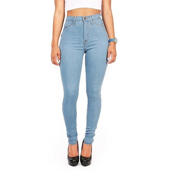 MSJUHEG Womens Jeans High Waisted Jeans For Women High Waist Pocket Classic High Waist Denim Skinny Jeans Jeans For Women Sky Blue S