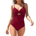 thumbnail image 1 of MSJUHEG Womens One Piece Swimsuits,Bandeau Bathing Suits,V Neck,Ribbed One Piece Swimsuits for Women,High Cut,Swimwear Monokinis,Push Up Swimsuits for Women XL, 1 of 5