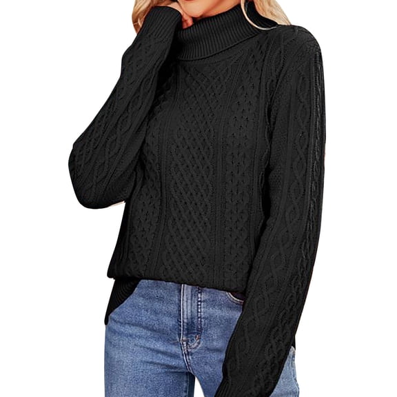 MSJUHEG Womens Sweaters Turtleneck Sweater Women Acrylic Fibres High Neck Pullover Style Long Sleeves Lightweight Women'S Sweaters Black L