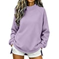 thumbnail image 1 of MSJUHEG Womens Sweatshirts Fall Long Sleeve Fashion Sweatshirts Casual Pullover Vintage Tops Sweatshirt Cardigan Clothes 2026 A9 Light Violet M, 1 of 3