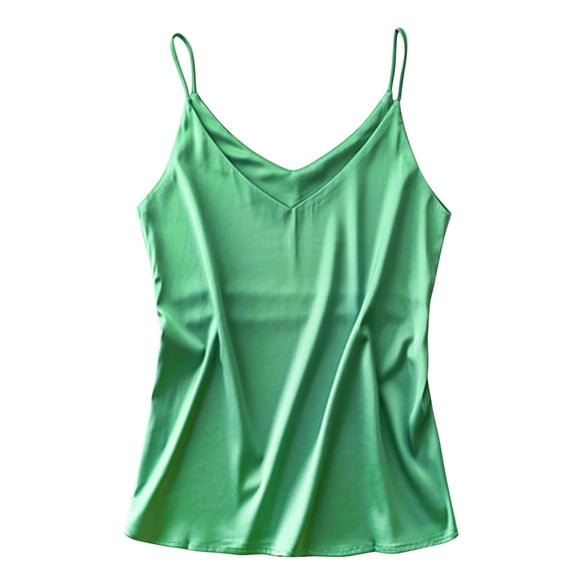 MSJUHEG Womens Tops Body Suit Satin Pajamas New Fashion Silk Sling Underwear Sleepwear M-Xxl Camisole Tops For Women Green L