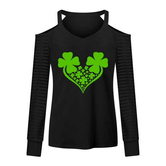 MSJUHEG Womens Tops Long Sleeve Shirts for Women St Pa Tricks Day Shirt for Long Sleeve V Neck T Shirt Graphic Tees 2024 Womens Long Sleeve Tops Long Sleeve Workout Tops for Women Graphic Tees L 2xl