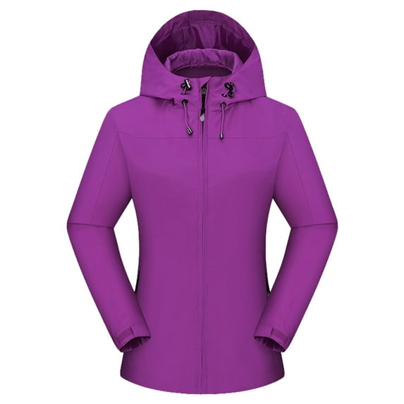 MSJUHEG Womens Tops Plus Size Tops For Women Ladies Solid Hooded Slim Pocket Single Layer Outdoor Jacket Mountaineering Jacket Raincoat Windbreaker Jacket Workout Tops For Women Purple Xxxxxl