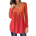 thumbnail image 1 of MSJUHEG Womens Tops Womens Long Sleeve Tops Womens Fashion Top Long Sleeve Casual Print Button Long Sleeve Top T Shirt Womens Fall Tops Orange S, 1 of 4