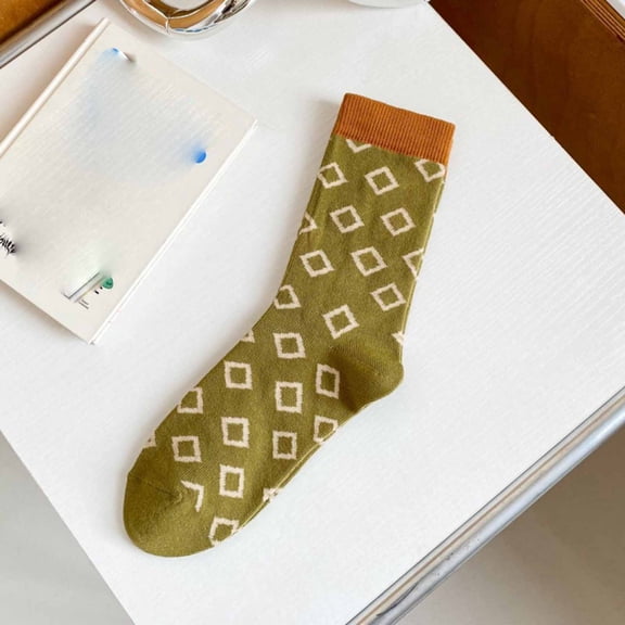 MSJUHEG Wool Socks,Crew Socks,Warm Socks,Ankle Socks,Fuzzy Socks,Medium Tube Cotton Versatile Stockings Autumn Lingge Pile Stockings Green One Size