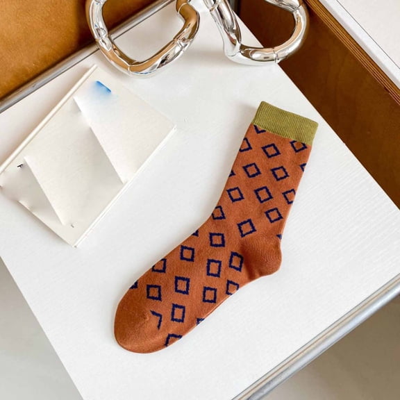 MSJUHEG Wool Socks,Crew Socks,Warm Socks,Ankle Socks,Fuzzy Socks,Medium Tube Cotton Versatile Stockings Autumn Lingge Pile Stockings Orange One Size