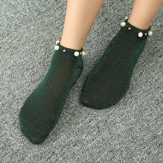 MSJUHEG Wool Socks,Crew Socks,Warm Socks,Ankle Socks,Fuzzy Socks,Simple Socks Breathable Broken Flower Pile Socks Simple Skin Printed Socks Green One Size