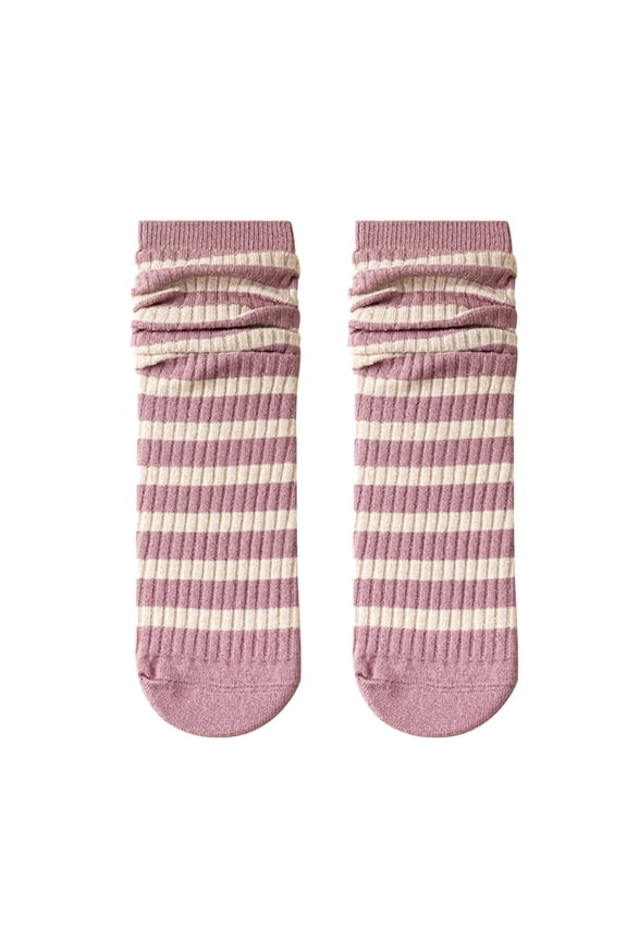 Wool Socks,Crew Socks,Warm Socks,Ankle Socks,Fuzzy Socks,Striped Socks Mid Tube Autumn and Qinter All Long Tube Pure Cotton Pile Socks B One Size