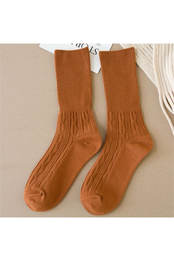 Wool Socks for Women,Fuzzy Socks,Bearpaw Socks,Cloud Socks Women,Thermal Socks,Solid Color Stacked Socks Wind Loose Tube Cotton Socks Lady Socks Orange A