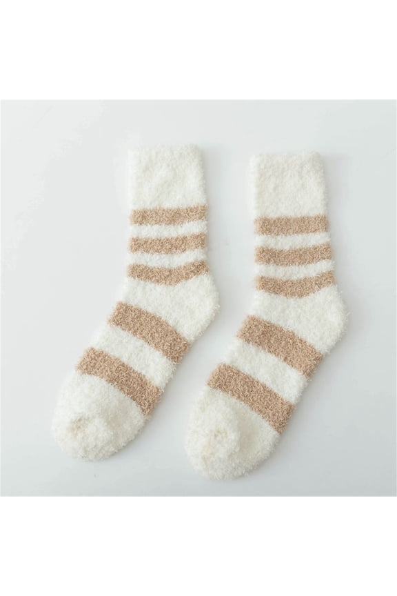 Wool Socks for Women,Fuzzy Socks,Bearpaw Socks,Cloud Socks Women,Thermal Socks,Striped Thickened Lint Sleeping Socks Long Tube Floor Socks White One Size