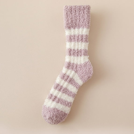 MSJUHEG Wool Socks for Women,Fuzzy Socks,Bearpaw Socks,Cloud Socks Women,Thermal Socks,Warm Soft Winter Comfort Thickened Warm Sleeping Socks for Women Purple 1 One Size