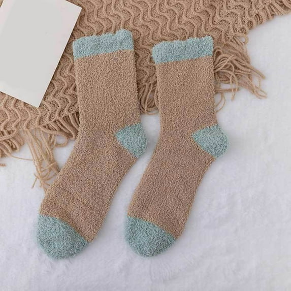 MSJUHEG Wool Socks for Women,Fuzzy Socks,Bearpaw Socks,Cloud Socks Women,Thermal Socks,Women Soild Color Warm Coral Warm Thick Home Socks Stockings A1 One Size