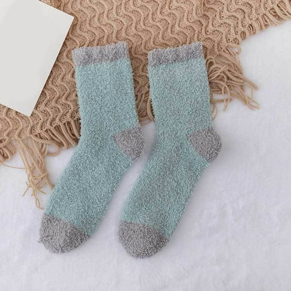 MSJUHEG Wool Socks for Women,Fuzzy Socks,Bearpaw Socks,Cloud Socks Women,Thermal Socks,Women Soild Color Warm Coral Warm Thick Home Socks Stockings B1 One Size