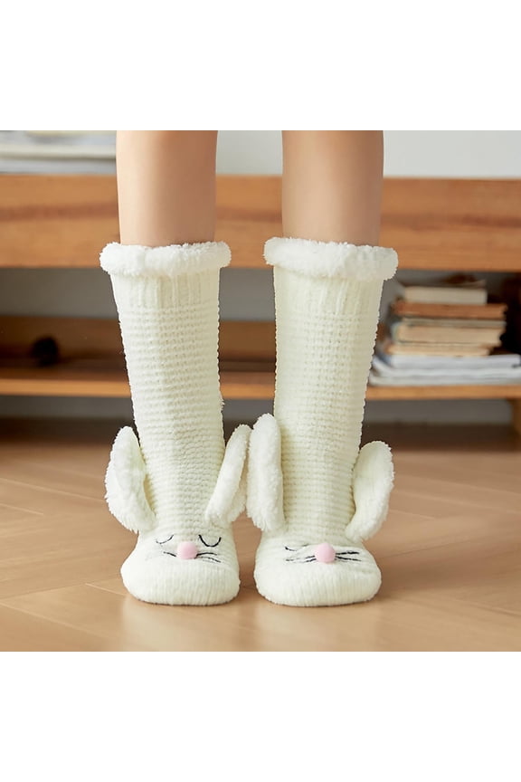 Wool Socks for Women,Fuzzy Socks,Bearpaw Socks,Cloud Socks Women,Thermal Socks,Women's Floor Socks Thickened Warm Sleep Socks Slippers Cute Socks White One Size