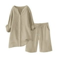 thumbnail image 1 of MSJUHEG Workout Outfits for Women Athleisure Sets Women Summer Outfits for Women 2025 Plus Size Short Sets 2 Piece Workout Sets for Women Two Piece Summer Sets for Women Short Set Khaki 2XL, 1 of 5