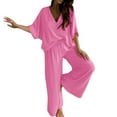 thumbnail image 1 of MSJUHEG Workout Sets For Women Blouses For Women Dressy Casual Womens V Neck Bat Sleeve Top Casual Pants Two Piece Suit Lounge Sets For Women Pink M, 1 of 5