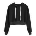 thumbnail image 1 of MSJUHEG Workout Tops For Women Womens Long Sleeve Tops Women Long Sleeve Drawstring Crop Sweatshirt Crop Top Hoodie Pullover Top Blouse Womens Tops Black L, 1 of 9