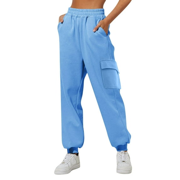 MSJUHEG Yoga Pants Women Cargo Pants Women Leggings for Women Thin High Waisted Loose Sweatpants Comfortable High Waisted Jogging Pants with Pockets Casual Sweatpants Womens Sweatpants Blue Xxl