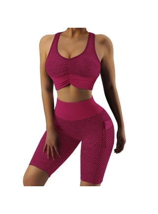 Workout Outfits Womens 2 Piece Sports Set Seamless Crop Top and