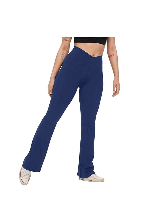 Yoga Pants Yoga Pants Women Out Sports Workout Yoga Athletic Leggings Pants Yoga Pants Cotton Blend Relaxed Pull-On Styling Wide-Leg Lightweight Two Pockets Long Womens Sweatpants Blue L