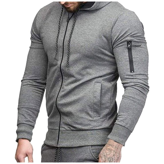 MSJUHEG Zip Up Hoodie Men Hoodies For Men Men'S Slim Casual Cardigan Top Zipper Sports Hooded Sweater Cotton Mens Hoodies, Mens Hoodie Gray Xxl