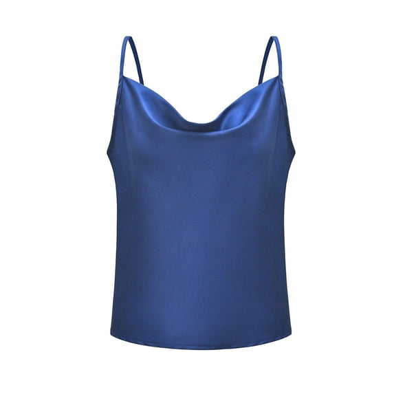 MSJUHEG camisole Spaghetti Strap Sleeveless Cami Blouse Sleeveless Camisole Blouses Tops for Women Trendy Summer Strappy Camisole Halter Tank Summer Tops for Women Navy 2XL
