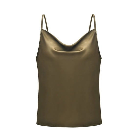 MSJUHEG camisole Spaghetti Strap Summer Womens Tank Tops Going Out Tops Loose Fit Cami Tanks Plus Size Tank Tops Tank Tops for Women Wider Strap Camisole Cami Blouse Army Green L