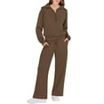 thumbnail image 1 of MSJUHEG christmas outfits for women,women outfits,2 piece outfits for women,Two Piece Outfits Set Wide Leg Sweatpant Set Tracksuit,casual outfits for women,two piece sets for women Brown XL, 1 of 6