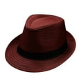 thumbnail image 1 of MSJUHEG derby hat Fedora Hats with Brim Unisex Hat Mens Fedora Hat Fedora Hats for Women Derby Hat Men Classic Summer Beach Sun Hat Mens Derby Hat Men's Fedoras Red One Size, 1 of 3