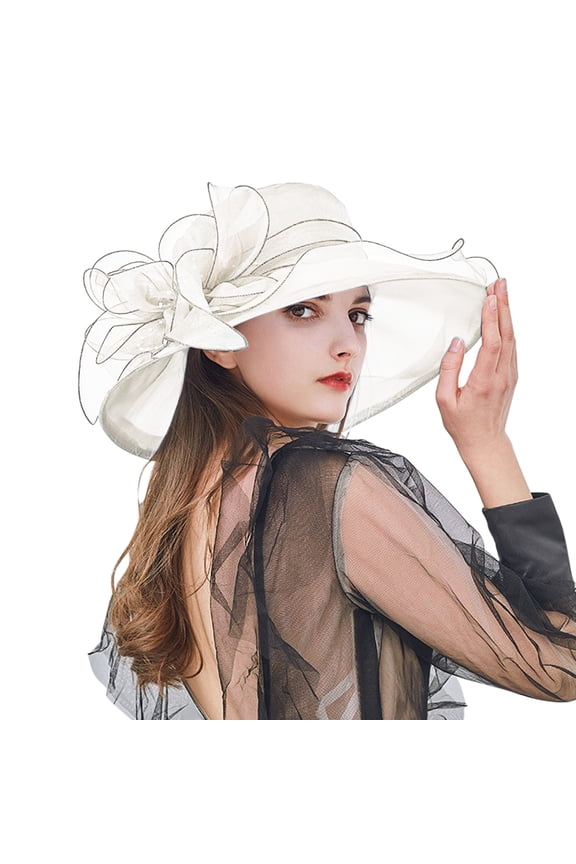 organza hat Sunday Hats for Women for Church Organza Mesh Cap Wedding Hat Church Hats Kentucky Derby Hats Church Hats for Women Womens Dressy Hats Organza Sun Hat White One Size