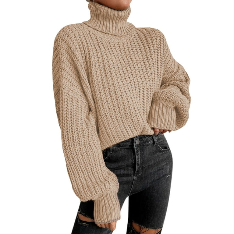 High-neck Long Sleeves Knitting Sweater Tops High-neck Long Sleeves Knitting Sweater Tops