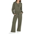 thumbnail image 1 of MSJUHEG womens loungewear set,track suits for women set,petite lounge sets for women,Two Piece Outfits Set Wide Leg Sweatpant Set Tracksuit,jogger sets for women 2 piece,travel outfits Army Green L, 1 of 7