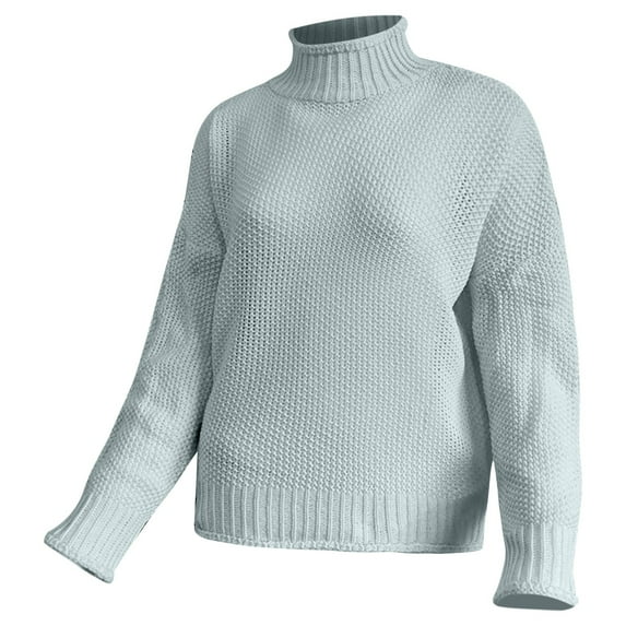 MSJUHEG womens sweaters turtleneck sweater women Cotton High Neck Pullover style Long sleeves Lightweight women's sweaters Blue 4XL