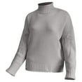 thumbnail image 1 of MSJUHEG womens sweaters turtleneck sweater women Cotton High Neck Pullover style Long sleeves Lightweight women's sweaters Gray XXL, 1 of 6