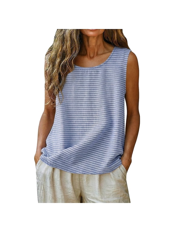 Summer Outfits Women's Relaxed Fit Sleeveless Ribbed Tank Tops for Women Womens Sleeveless Tank Tops Womens Ribbed Tank Top Loose Halter Tops for Women Soft Stretchy Light Blue 3XL
