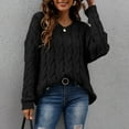 thumbnail image 1 of MSJbahu Chunky Fitted Womens Sweaters Black Solid V-Neck Cable Knit Long Sleeve Pullover Teens Tops Dressy, 1 of 7