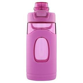 Mainstays Kids 16 oz Pink Tritan Silicone-Grip Water Bottle with Flip-Top Chug Lid